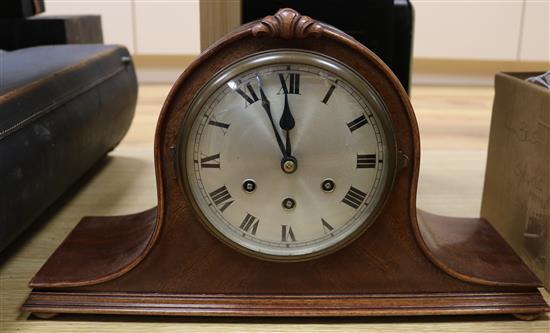A 1920s mahogany eight day mantel clock